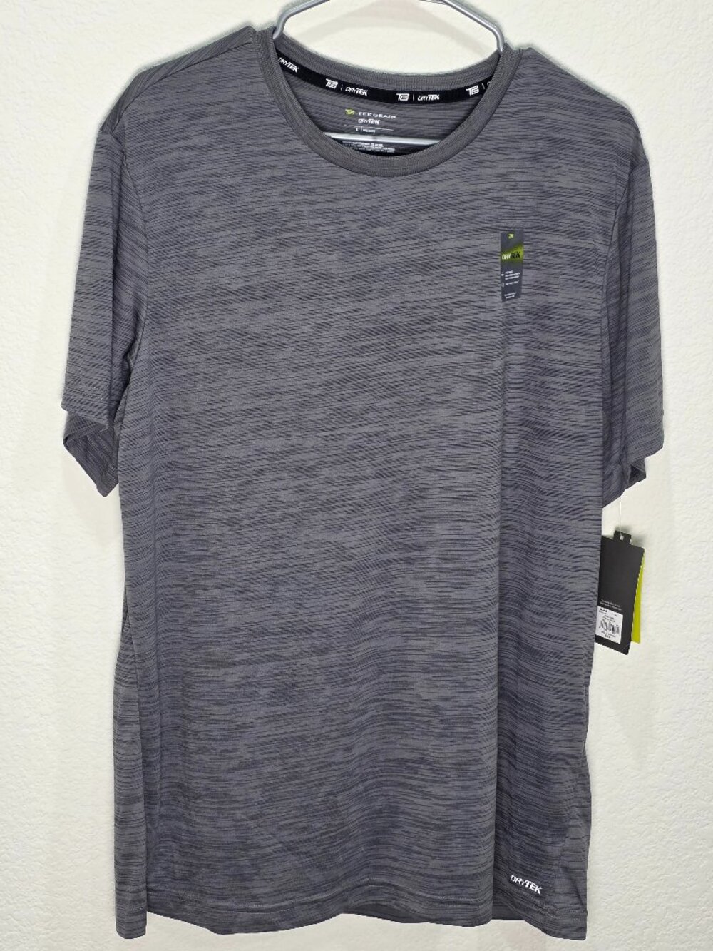 NWT Tek Gear Dry Tek Men's Large Heather Charcoal Gray Performance Tee